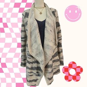 Lucky Brand Cream and Blue Striped Cardigan